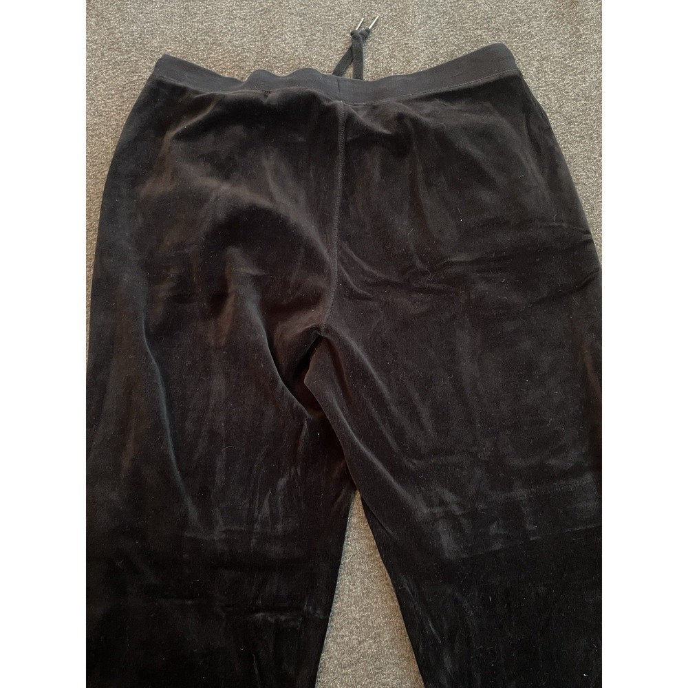 Vintage Eddie Bauer Velour Velvet Wide Leg Lounge Pants Women M Tall Black Y2K - Picture 5 of 5